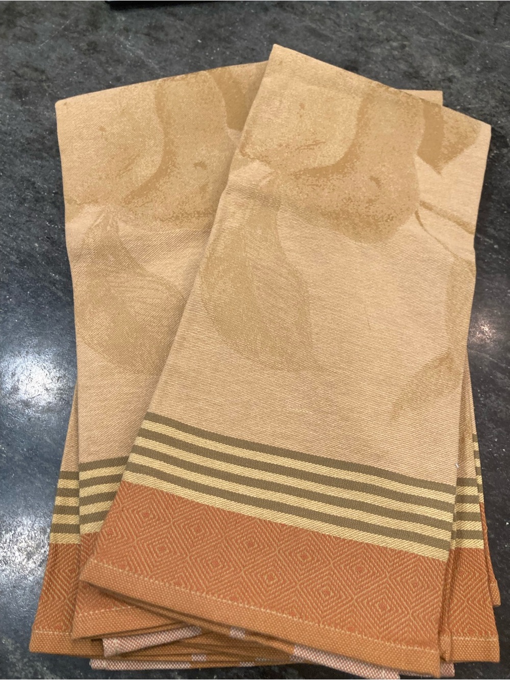 Set of 4 Williams Sonoma Autumn Leaf Jacquard Kitchen Towels - Honey Gold 20x30 - Picture 2 of 9